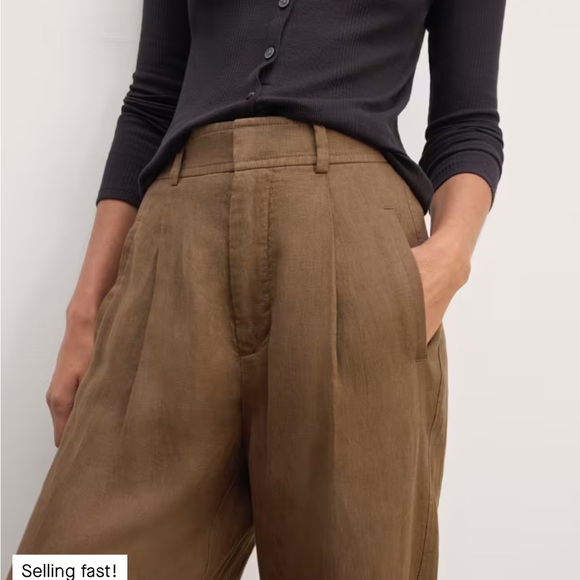 NWT Everlane Way-High Drape Pant, Size 0R - Navy/Bone stripe - Picture 2 of 6